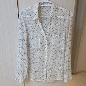 Express Portofino Button Blouse White Star Print